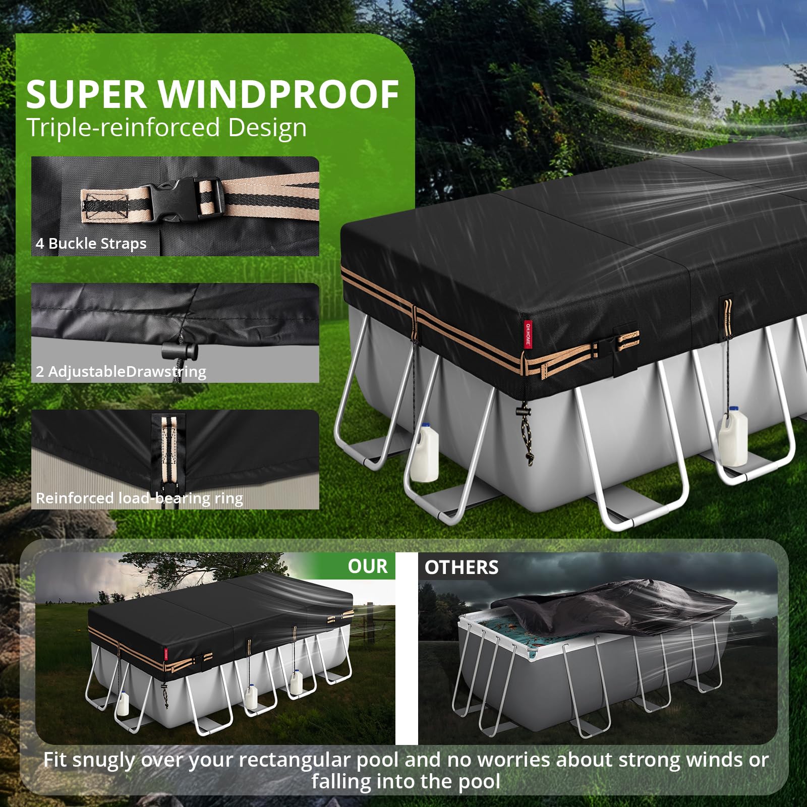 Amazon.com : QH.HOME 16x32 Ft Rectangular Pool Cover for Bestway